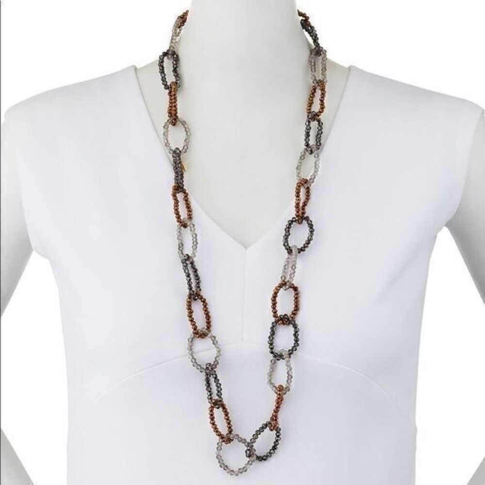 Greenbeadsย CrystalโLink Necklace,โBrownโNWT